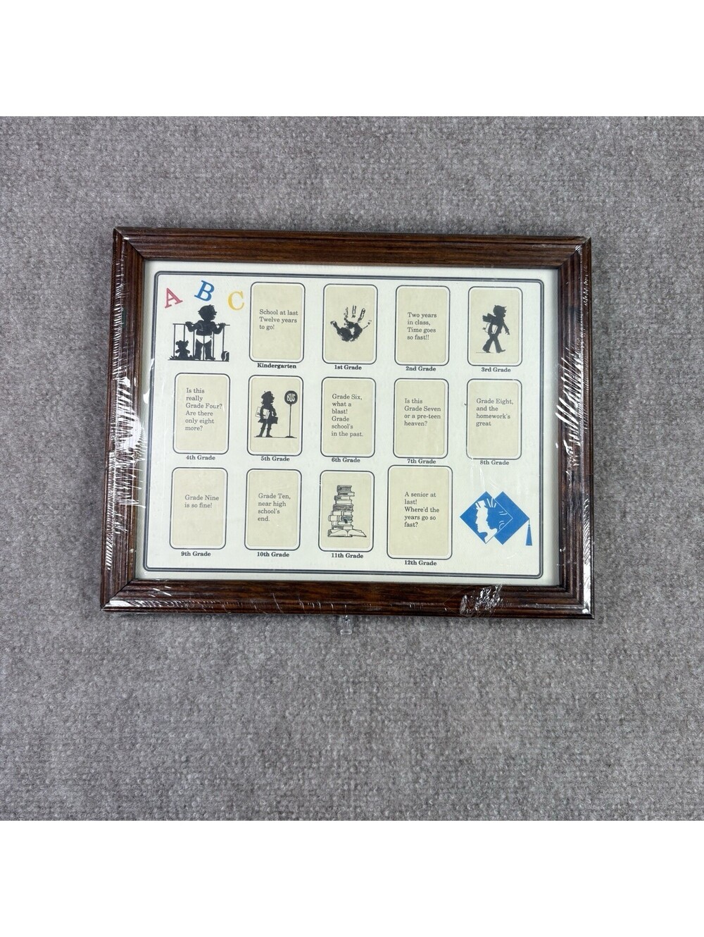 Vtg School Years Multi Picture Frame "Wood" Collage K-12 Senior Brand New Sealed